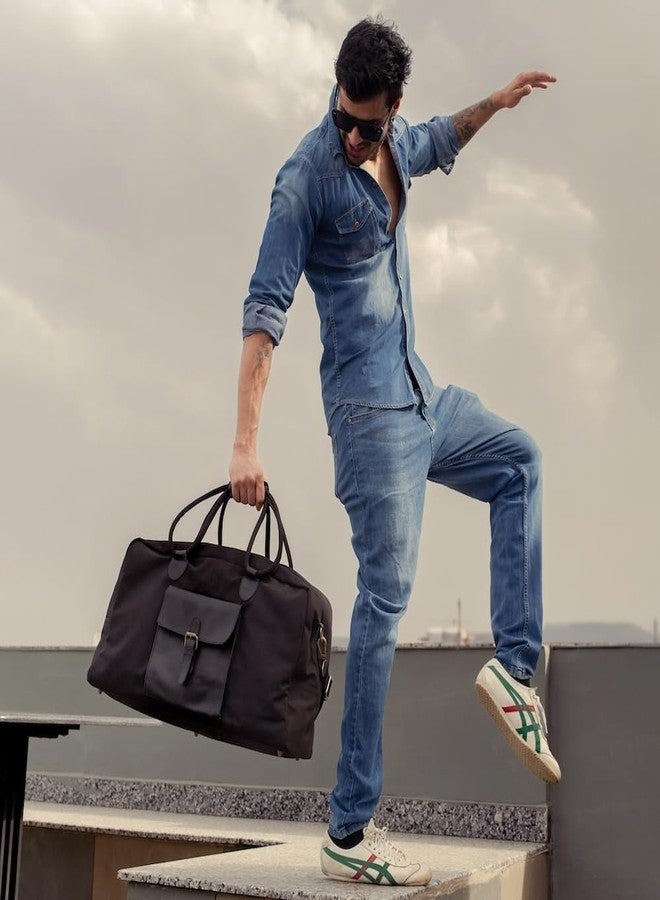 Mona B 30L Travel Duffle Bag for Men and Women with Adjustable Shoulder Strap - Black - Image 3